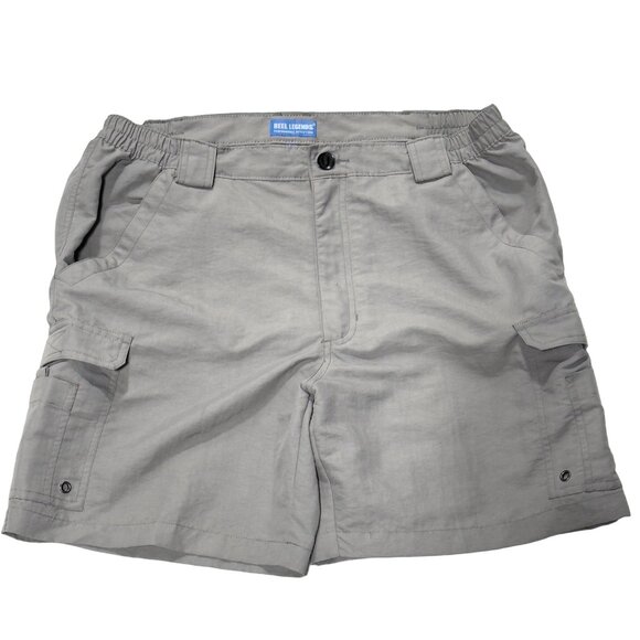 REEL LEGENDS PERFORMANCE OUTFITTERS Mens Shorts Gray 7 Pocket Cargo Pants Size L - Picture 3 of 11